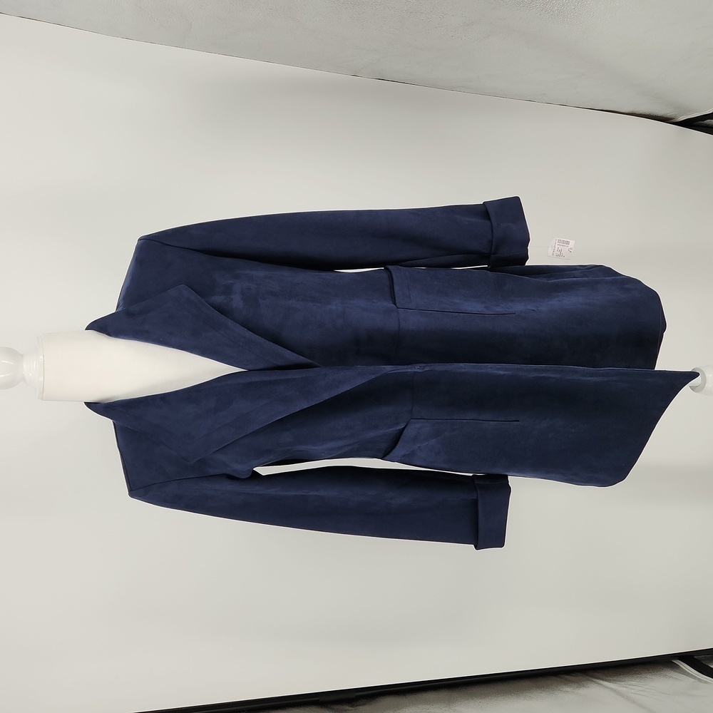Women XS Indigo Faux Suede Longline Coat